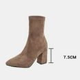 thumbnail image 7 of LOVZFMLL Boots for Women Mid Calf Chelsea Boots Pointy Toe Slip Resistant Mid Block Heel Suede Fall Winter Fashion Shoes, 7 of 7
