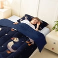 thumbnail image 3 of jejeloiu Night Sky Puffin Design Twin Comforter Sets,Navy Starry Accent Bedding Set For Boys,Dark Blue,Navy Blue Reversible,2-Piece,1 Comforter and 1 Pillowcase, 3 of 7