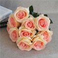 thumbnail image 4 of Ramo de novia de boda de flor de rosa artificial de 10 cabezas, ramo de flores de simulación de oficina en casa, rosa falsa, champán sidaley HA7036-02B, 4 of 5
