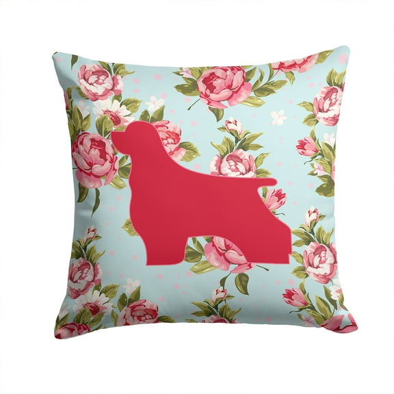 Cocker Spaniel Shabby Chic Blue Roses BB1075 Fabric Decorative Pillow