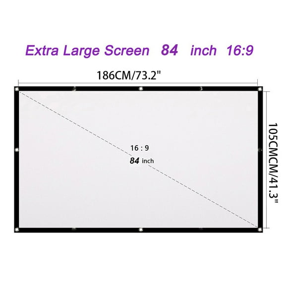 Wuffmeow 60-150 Inch Portable Projector Screen 16:9 HD Folding Indoor Outdoor Movie Screen
