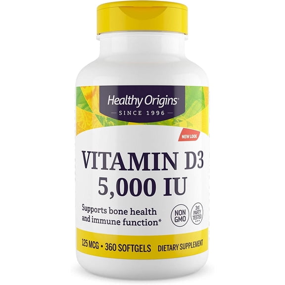 Healthy Origins Vitamin D3 5000 Iu Softgels, 360 Ct