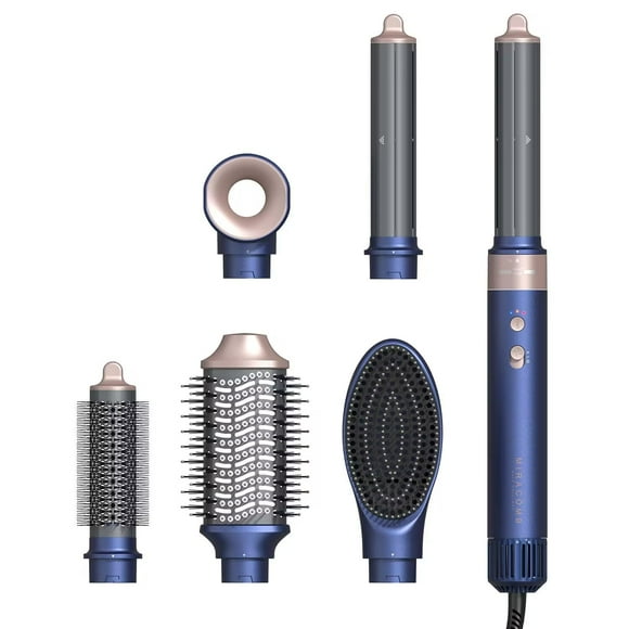Cepillo secador de pelo profesional Multi-Stylers - MIRACOMB Sistema de peinado de aire caliente iónico con rizadores automáticos, motor sin escobillas, control inteligente del calor - Secado rápido -