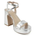 thumbnail image 4 of Delicious Shoes Women Block High Heel Buckle Ankle Strap Open Toe Platform MUFFIN-S Silver Metallic 8, 4 of 5