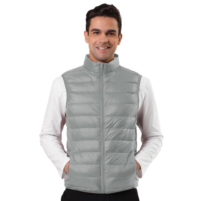 Lars Amadeus Chaleco acolchado acolchado sin mangas con cremallera, ligero, para hombre, de invierno gris S