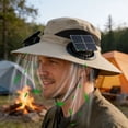 thumbnail image 3 of Solar Powered Fan Hat, Wide Sun Hat 2 USB Solar Charging Fans, Upgraded Outdoor Protection Bucket Hat for Fishing Hiking Gardening Beach, 3 of 6