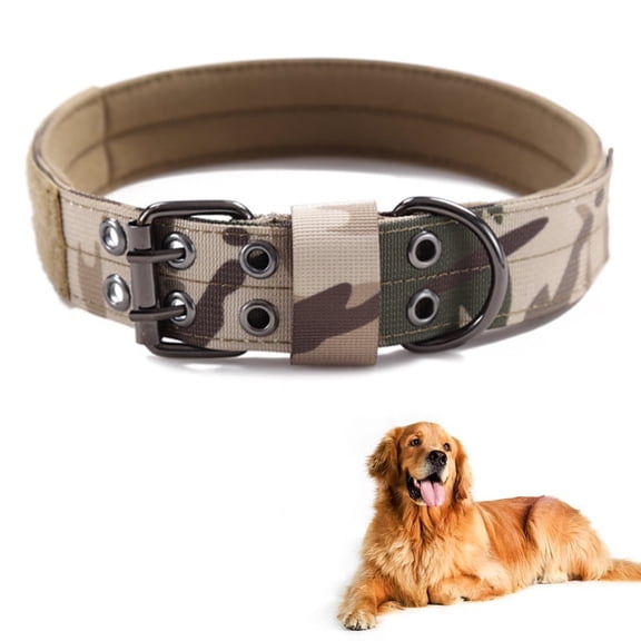 Zhuge Adjustable Tactical Dog Collar – Military Nylon for Medium/Large Dogs, Camouflage