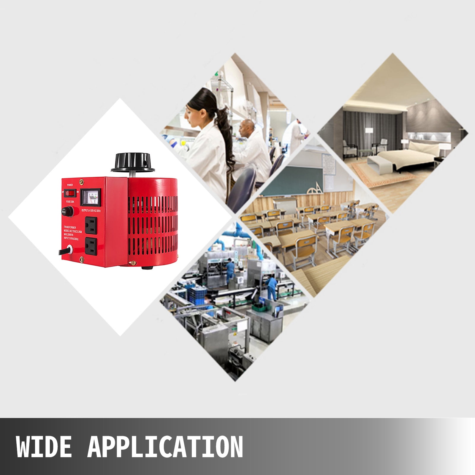 VEVOE 2KVA Transformer Max 20 Amp Variable Transformer 0-130 Volt Output Variable AC Voltage Regulator for Industries Equipment Appliances