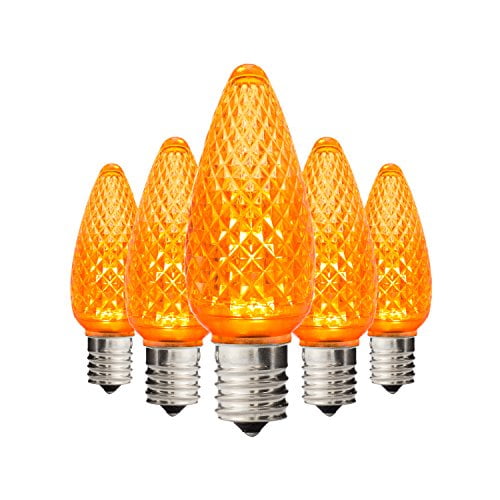 Set of 25 Holiday Lighting Outlet Faceted C9 Christmas Lights, Orange LED  Light Bulbs Holiday Decoration, Warm Christmas Decor for Indoor & Outdoor  Use
