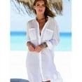 thumbnail image 2 of Hauts à Col en V pour Femmes Couverture de Bikini de Plage Robe Kaftan Blouse Longue Chemise, 2 of 4