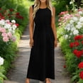 thumbnail image 2 of aohooy Summer Dresses for Women 2026 Maxi Tank Dresses Crew Neck Empire Waist Long Flowy Pleated A Line Sleeveless Sundresses Black,L, 2 of 6