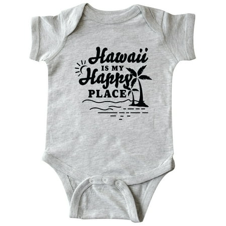 

Inktastic Hawaii is My Happy Place with Palm Trees Gift Baby Boy or Baby Girl Bodysuit