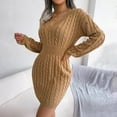 thumbnail image 5 of Women's Fall and Winter Fashion Dress Sweater Dress with Waist Accent and Hip Hugging Design, Cozy and Stylish for Casual Outings, Comfortable,Khaki,M, 5 of 8