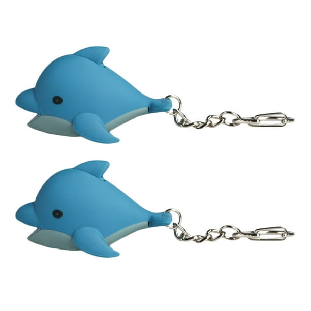 ColoMX 2 piezas llaveros con sonido ligero adorable llavero colgante de dibujos animados en forma de ballena