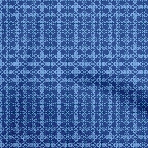 oneOone Silk Tabby Indigo Blue Fabric Geometric Diy Clothing Quilting Fabric Print Fabric By Yard 42 Inch Wide