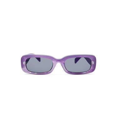 Juniors Plastic Slim Rectangle Purple Frame Smoke Lens Sunglasses