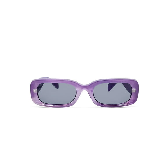 Juniors Plastic Slim Rectangle Purple Frame Smoke Lens Sunglasses