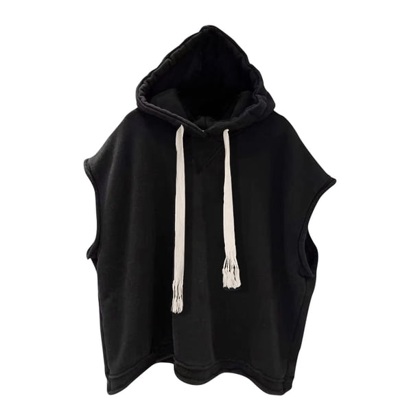 Tops de Verano de Algodón, Cordón de Color Sólido Deporte Casual sin Mangas con Capucha para Hombres Hecha de Tela Transpirable para Todas las Estaciones, Tops de Verano Casuales