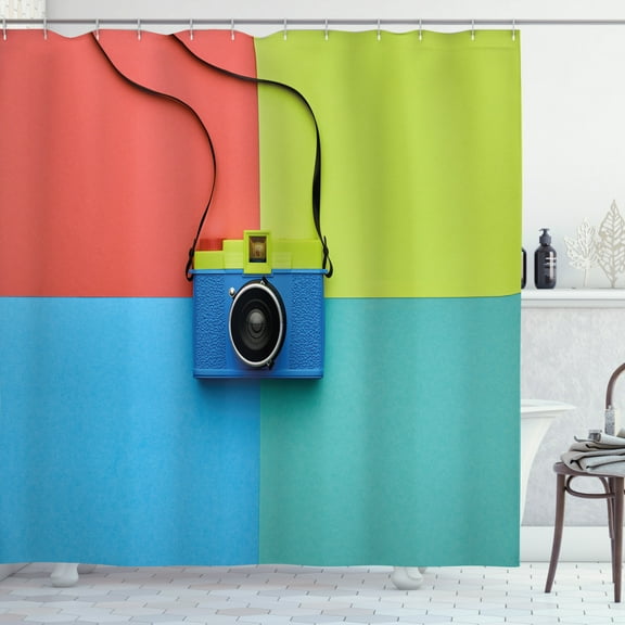 Ambesonne Pastel Shower Curtain, Retro Camera Hipster, 69"Wx70"L, Multicolor