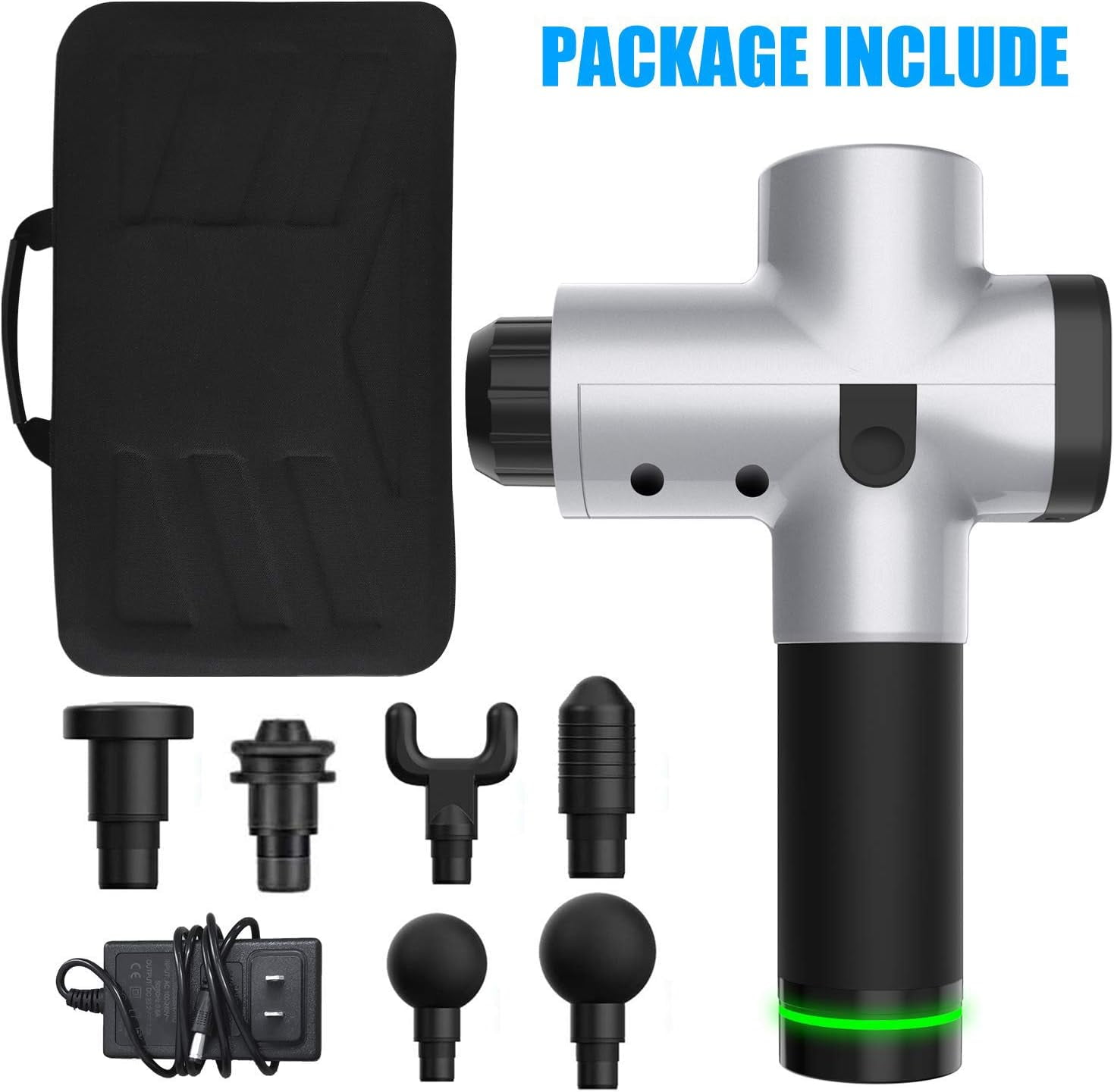 Mymomust Massage Gun, Deep Tissue Percussion Muscle Massager for Pain Relief, Portable Handheld Electric Body Massager with Super Quiet Brushless Motor, 6 Massage Heads and 6 Speed High-Intensity Vibr