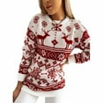 thumbnail image 2 of Christmas Women Sweaters O-neck Pullover Tops Casual Long Sleeve Knitted Xmas Sweater Fall Winter, 2 of 8