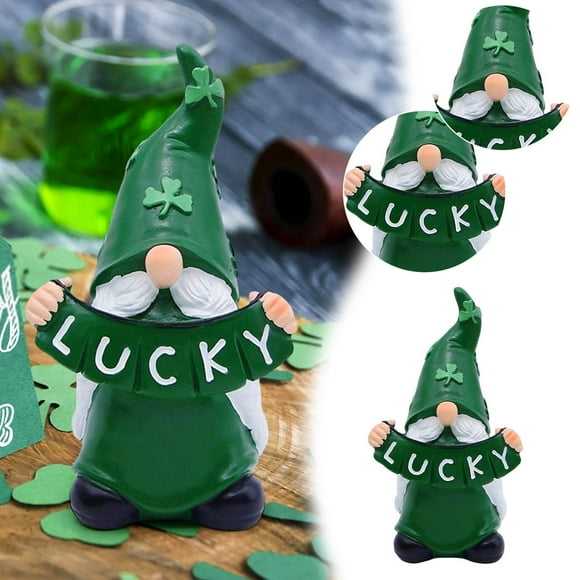 Riforla St Patricks Day Figurine 7 Inch Green Figurine Luck Green Figurine for Home Table Desktop Ornament Green
