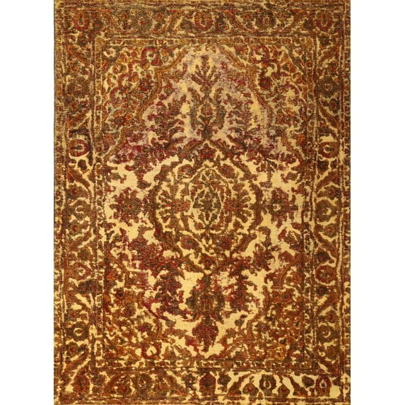 Ahgly Company Indoor Rectangle Contemporary Orange Abstract Area Rugs, 2' x 3'