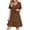 Brown, variant on Zpanxa Women's Spring Summer Dress V Neck Loose Fit Pleated High Waist Bohemian Maxi Dress with Lace Trim Casual Beach Dress