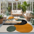 thumbnail image 2 of Area Rugs 4'x6'. Boho Middle Century Carpet Runner Indoor Outdoor Rugs Home Decor Aesthetic, Abstract Orange Geometric Leaves Non Slip Mats Washable Accent Rug for Living Room Bedroom, 2 of 8