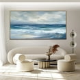 thumbnail image 3 of Abstract Ocean Oil Painting 3D Seascape Canvas Textured Wall Art Hand-Painted Blue Sea White Sky Clouds Painting Modern Custom Living Room Decor,Unstretched,Frameless,(122*244cm)48*96Inches, 3 of 5
