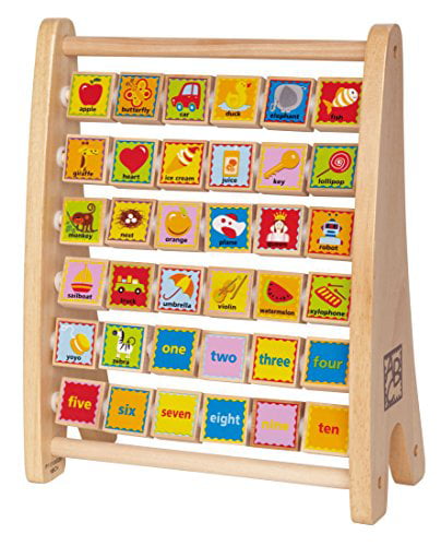 Details about     Wooden Alphabet Abacus Clock Activity Center Educational Toy for Kids 