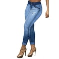 thumbnail image 2 of Women's High Waist Skinny Jeans - Gradient Blue Washed Denim with Distressed Ripped Detail, Contrast Waistband & Chain Accent, Rolled Cuff Butt-Lifting Pants for Night Out & Casual Wear, 2 of 8
