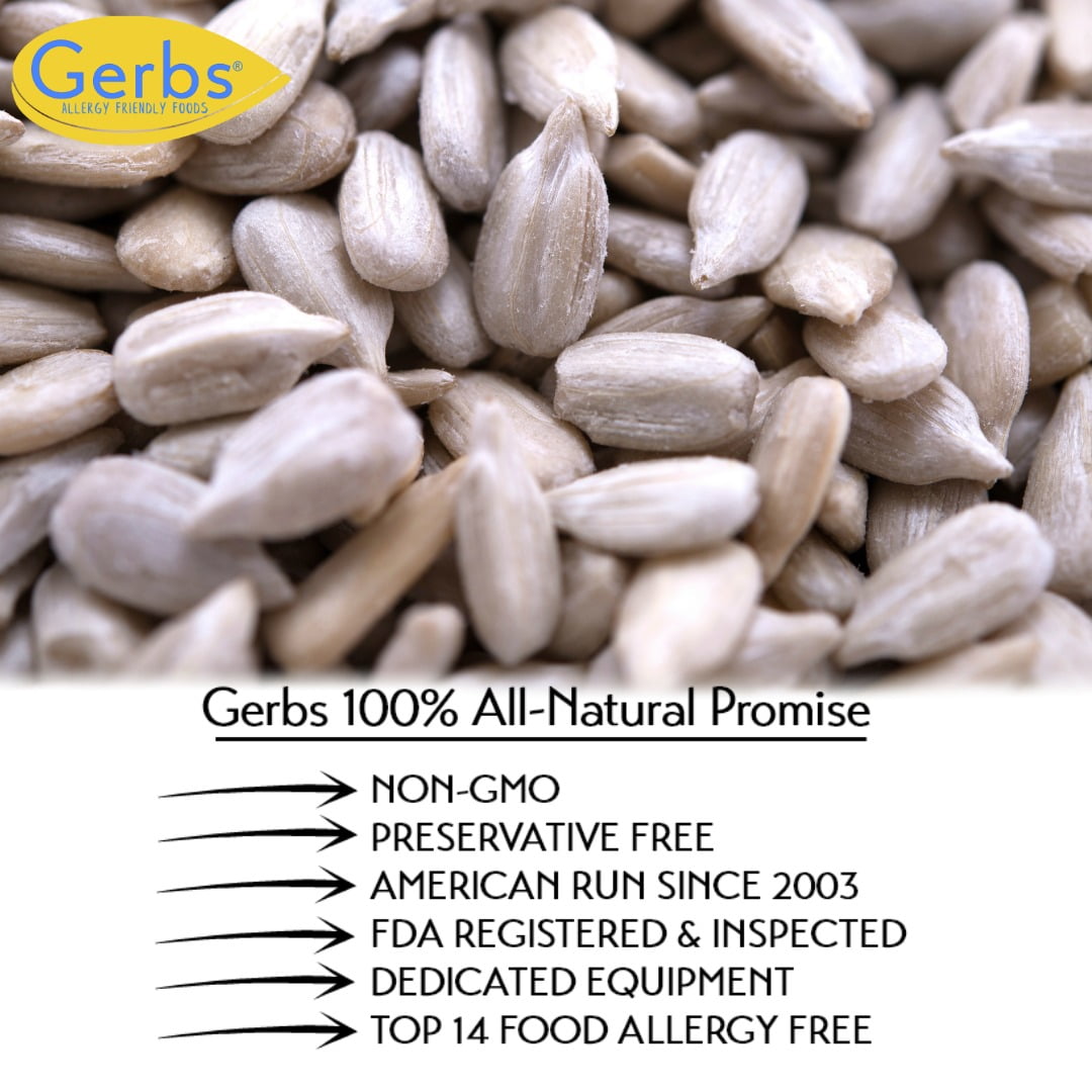 Raw Sunflower Seed Kernels by Gerbs - 2 LBS. - Top 14 Food Allergen Free & NON GMO - Vegan & Kosher