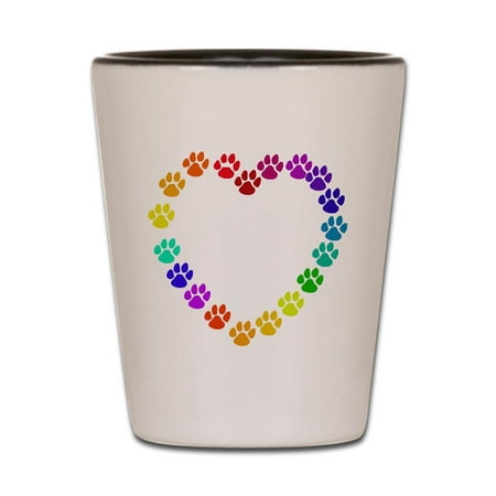 

CafePress - Cat Print Heart - White/Black Shot Glass Unique and Funny Shot Glass