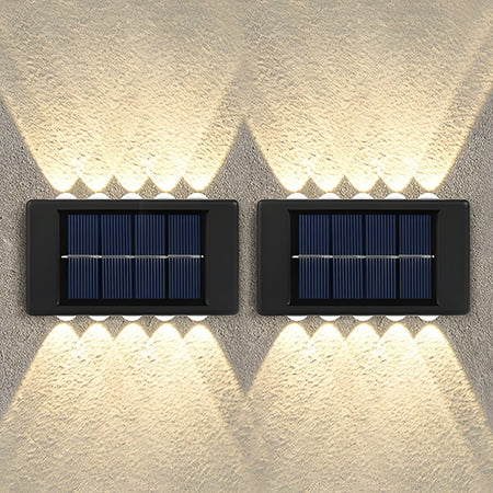 

10 LED Solar Wall Light Solar Courtyard Lights Glow Up and Down Lighting IP65 Waterproof Solar Fence Lights Solar Powered Landscape Light for Garden Yard Porch Wall Passage