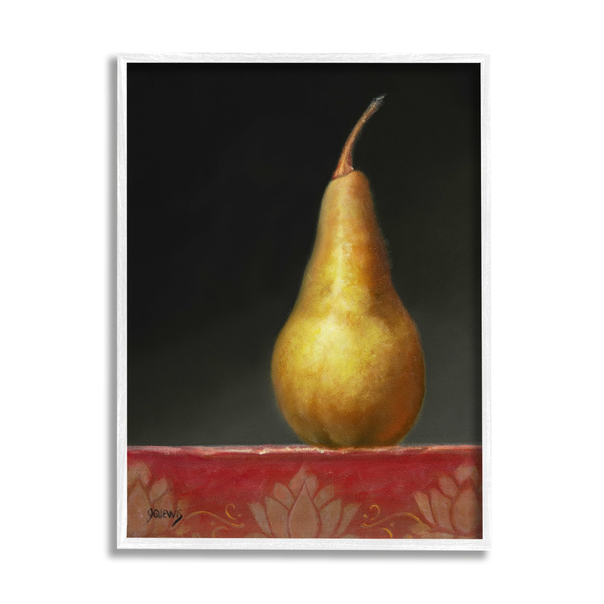 Stupell Industries Traditional Pear Still Life Food & Beverage Painting White Framed Art Print Wall Art