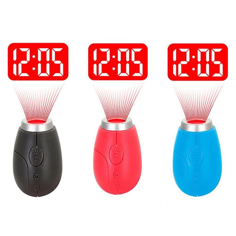 Mini Horloge De Projection Portable Avec Porte-clés - Projection Au Plafond, écran LCD, Réveil, Piles Non Incluses