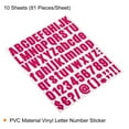 thumbnail image 3 of Uxcell Vinyl Self Adhesive Letter Number Sticker Decal Kit, Rose Red 81 Piece 10 Sheets, 3 of 5