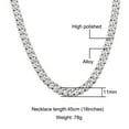 thumbnail image 2 of FEEL STYLE Male Silver Plated Round Zircon Cuban Chain Necklace for Men Women 11MM 18", 2 of 5
