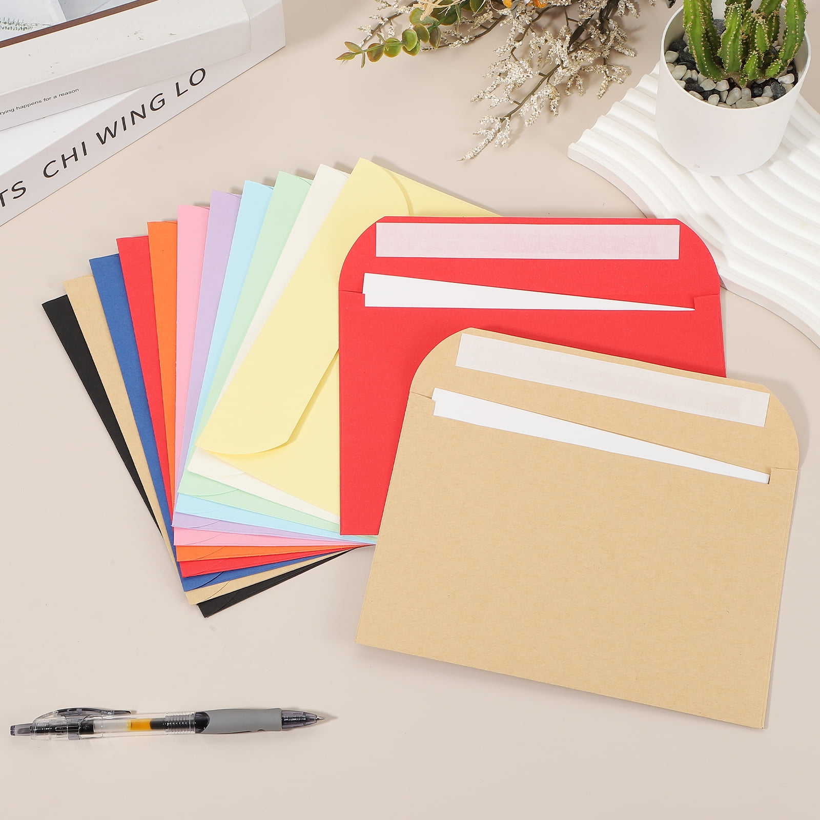 Uxcell 7.5x5.5 Inch Invitation Envelopes, 50 Pcs Self-Seal for A7 Weddings and Cards Pink