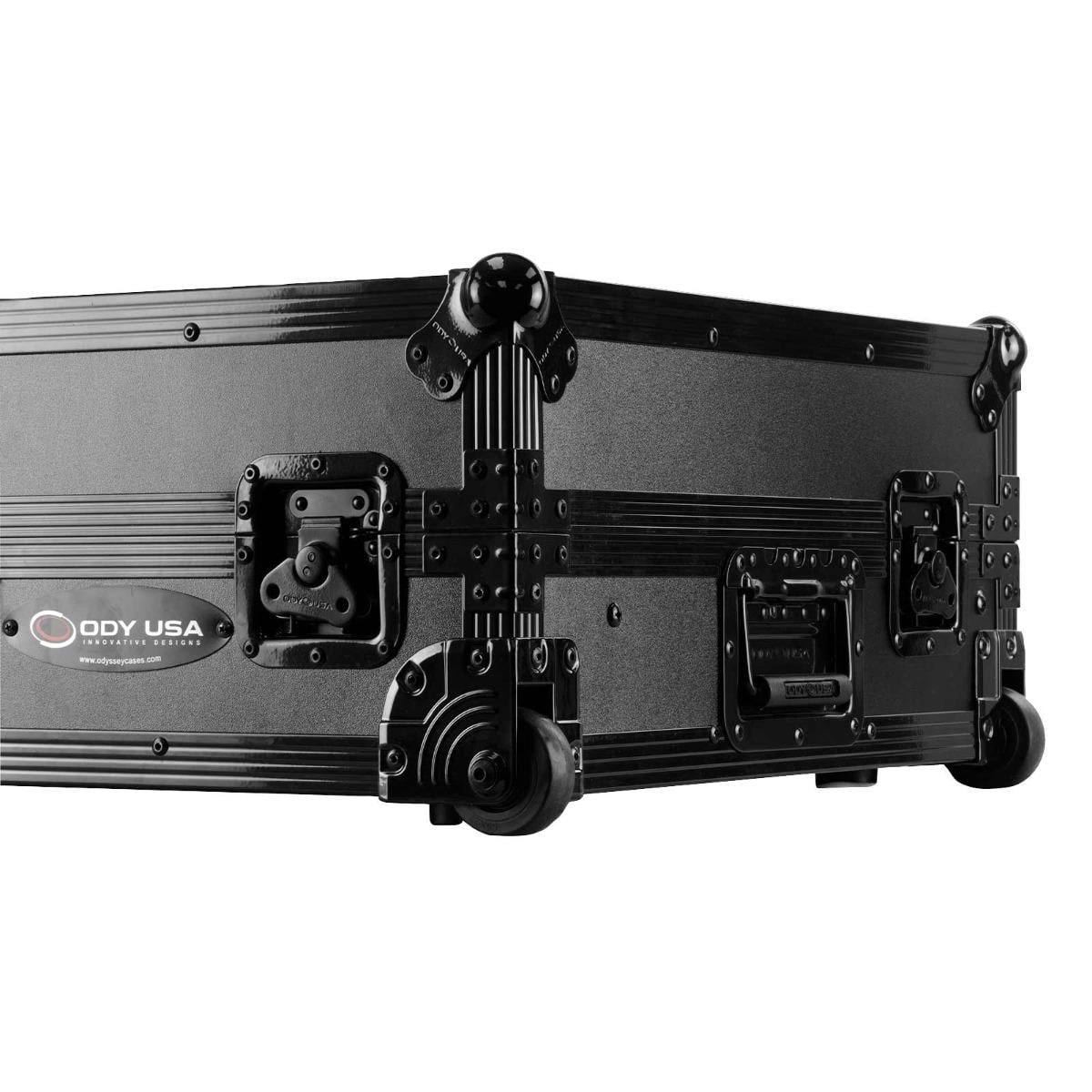 Odyssey FZGSDDJGRV6BL1UCW 1U Case in Black for AlphaTheta DDJ-GRV6 DJ Controller with Patented Glide Platform and Corner Wheels