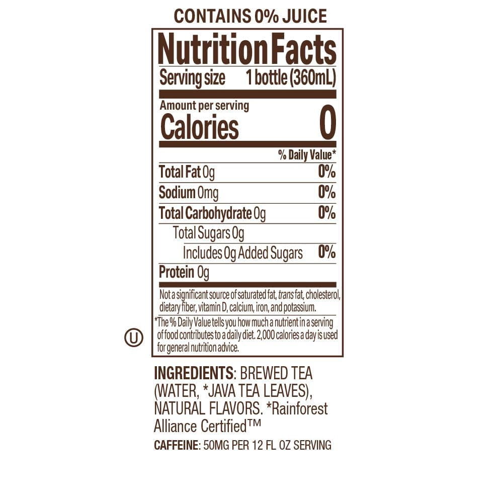 Tejava Peach Black Iced Tea, 4 Pack, 12oz Glass Bottles, Unsweetened, Non-GMO, Kosher, No Sugar or Sweeteners, No calories, No Preservatives, Brewed in Small Batches