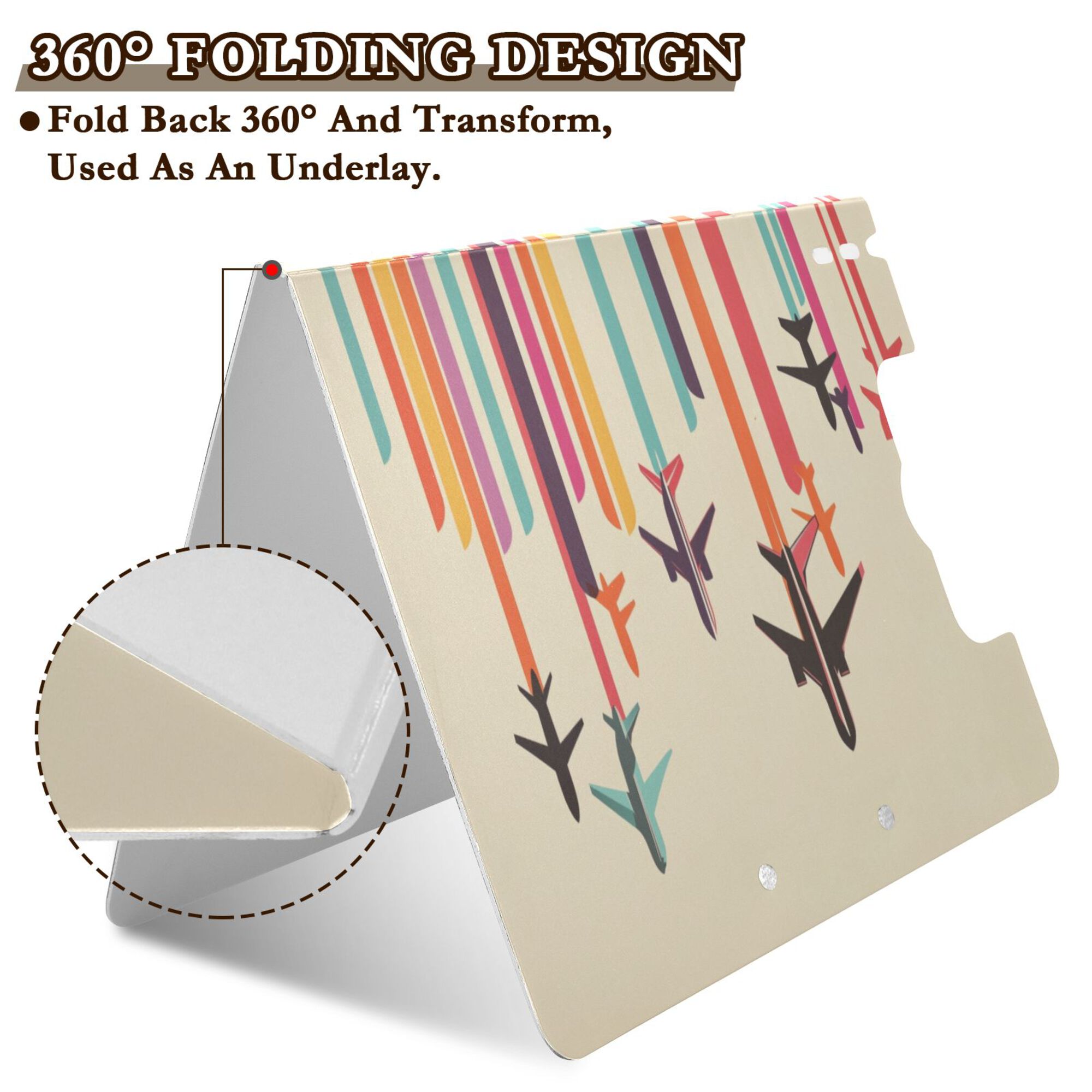FORMRS A4 Clipboard Folder with Pen Holder Horizontal Foldable School Office Binder, Flying Planes
