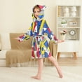 thumbnail image 4 of FORMRS Niños Bathrobe Unisex Hooded Robe Soft Plush Pajamas Sleepwear, Size 10-12T, Yelllow Simple Shapes, 4 of 7