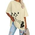 thumbnail image 5 of frariair ​Colorful Bloom Pattern Cotton T-Shirt With Relaxed Fit Design Perfect For Vacation Wear And Youthful Style Statements​ Beige, 5 of 5