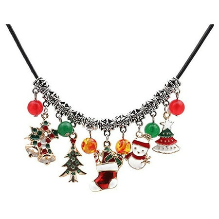 Christmas Tree Jewellery Tuscom Christmas Necklace With Tree Agate Beads Snowman Boots Bell Jewelry Accessories ()
