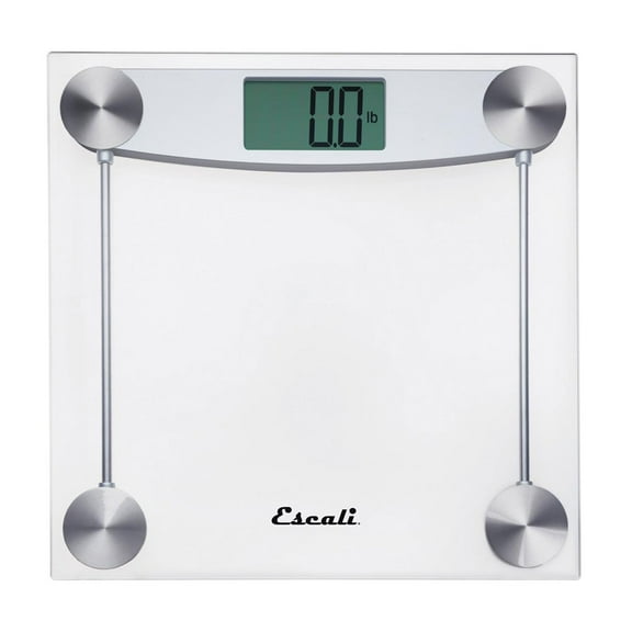 Escali E184 Extra Large Clear Glass Bathroom Body Scale, Traditional Square Sleek Design, LCD Digital Display, 400lb Capacity, Clear