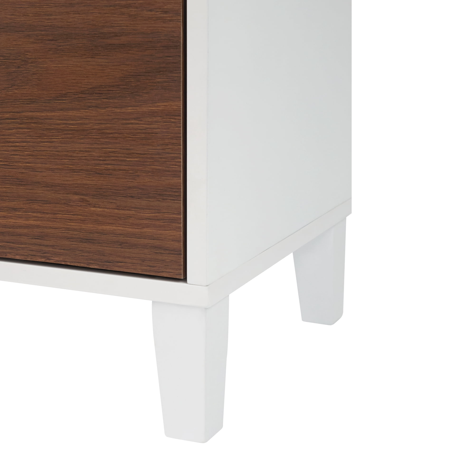 Teamson Home Tyler Freestanding Multifunctional Floor Accent Cabinet, White and Walnut