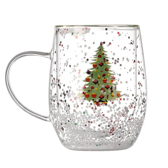 Double Wall Glass Tumbler Christmas Tree Double Wall Construction Heat 10.1 Fl Oz