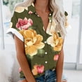 thumbnail image 2 of Camisas de Mujer Casual Impreso Cuello Botón Arriba Blusa de Manga Corta, Botón Arriba Camisa Mujeres, 2 of 5